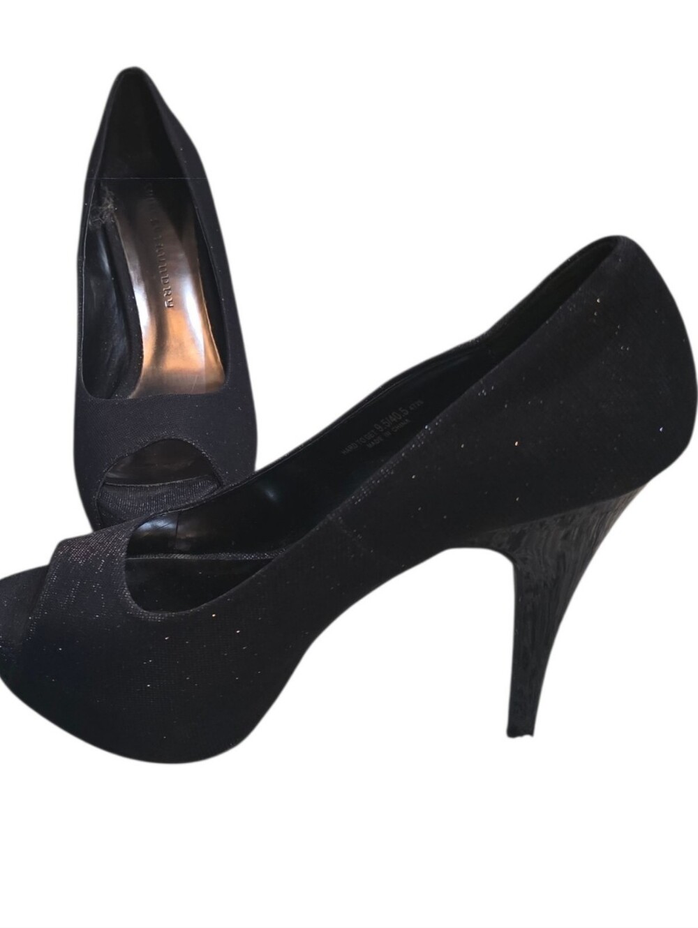 New Chinese Laundry Black Peep-Toe Platform Stilettos No Box